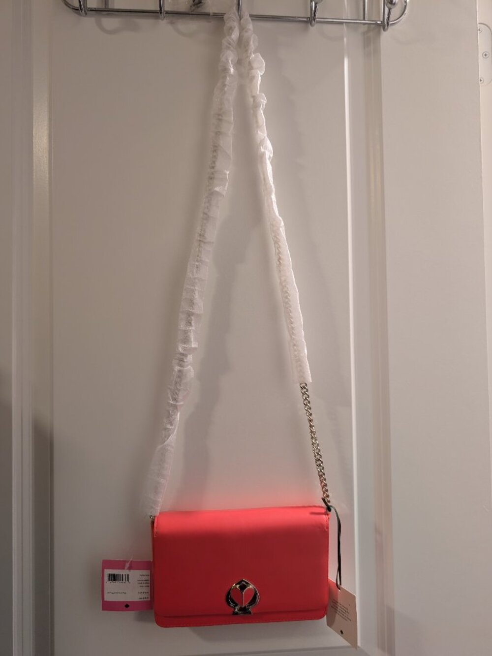 Kate Spade Nicola twistlock bag/chainwallet NWT Orange Gold Chain Strap